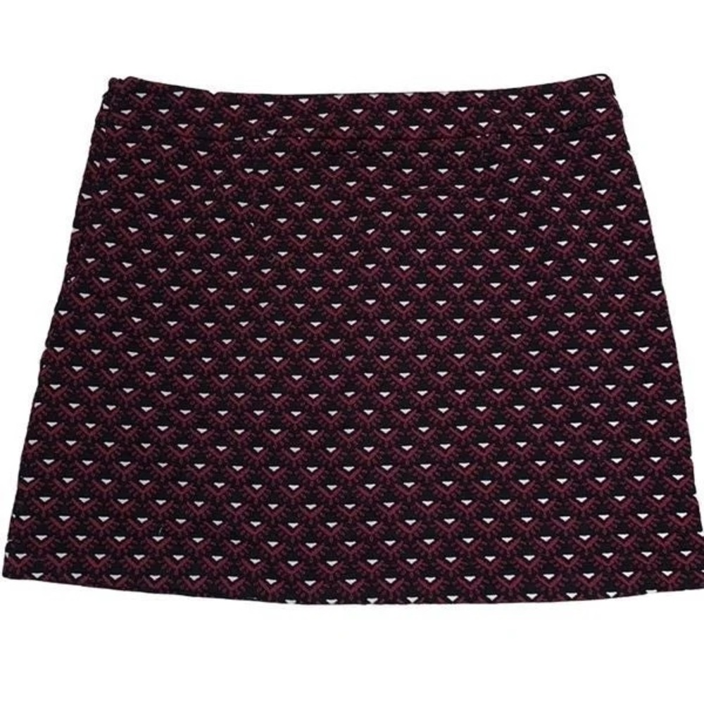 Loft Maroon White Black Mini Skirt / Petite